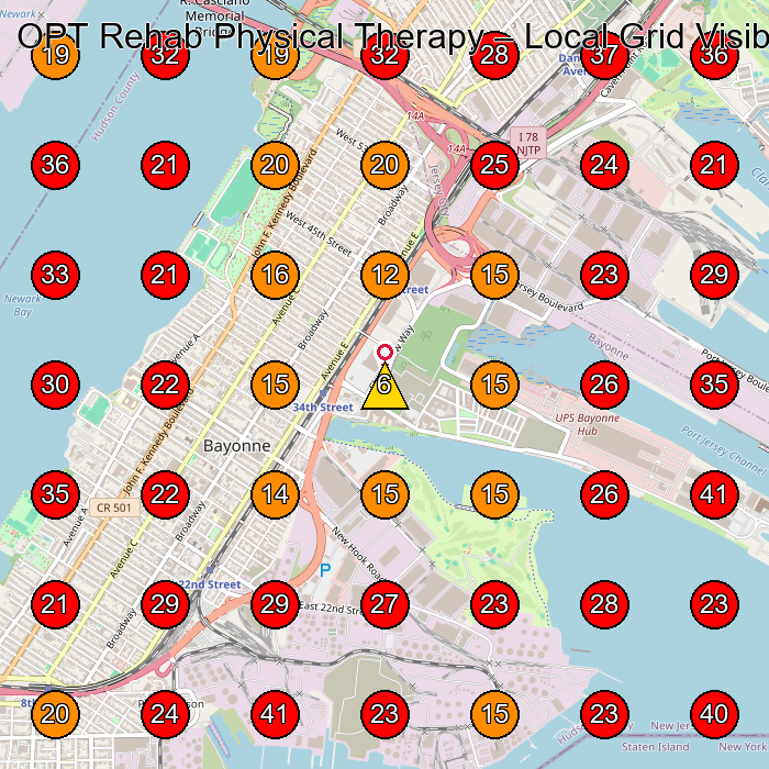 OPT Rehab Physical Therapy GeoGrid visibility map for Chiropractor in Bayonne